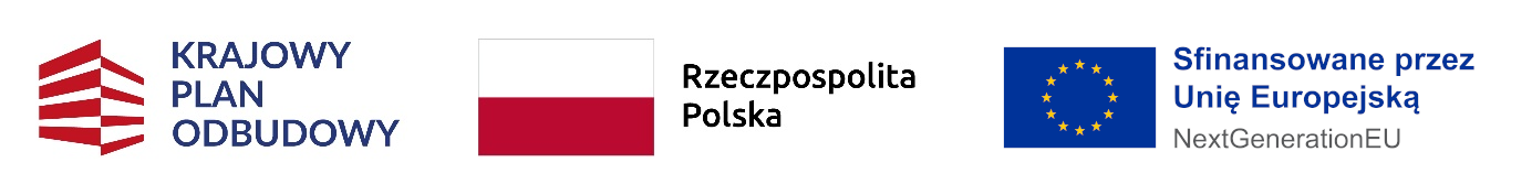 Logotypy Krajowego Planu Odbudowy, Flaga Rzeczpospolitej Polski, Banner z flagą Unii Europejskiej z tekstem Skinansowane przez Unię Europejską, NextGenerationEU